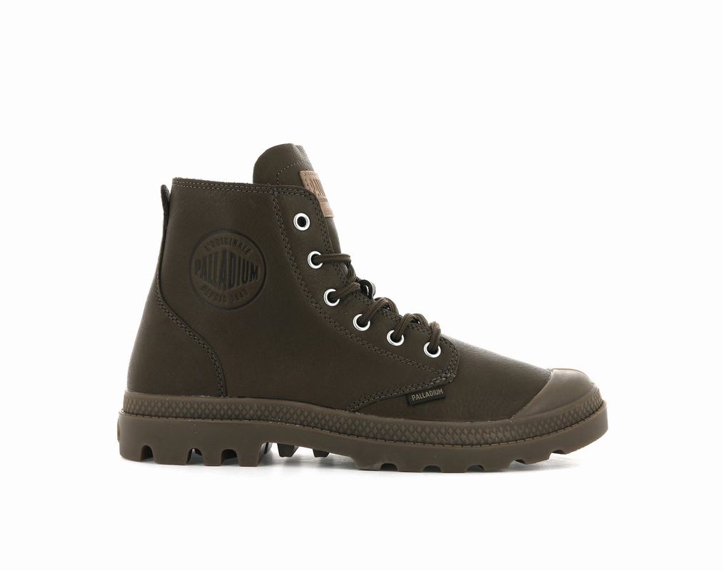 Palladium Pampa Hi Leather Ul Men's Boots Dark Brown (CEAG61495)